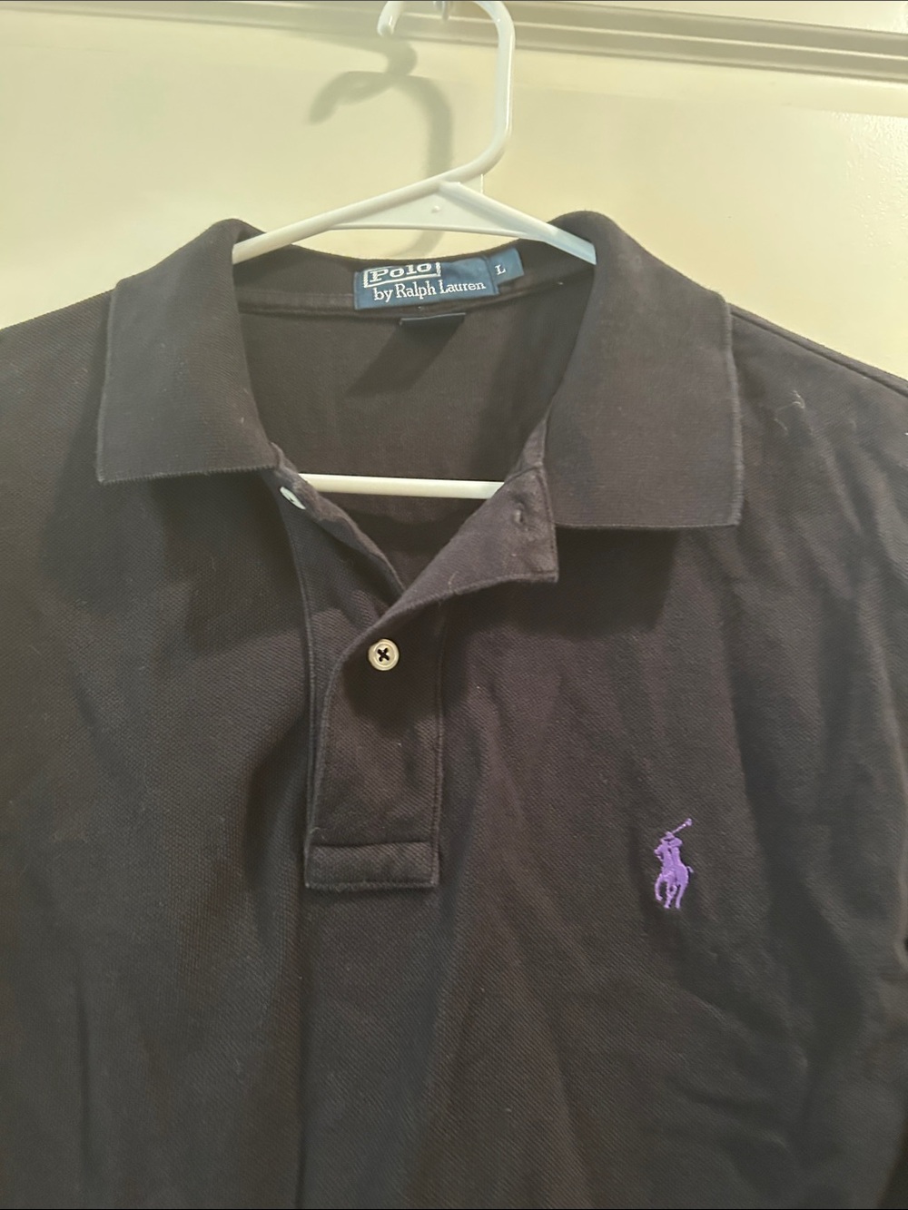 Polo By Ralph Lauren Classic Short-Sleeve 1/4 button Polo Shirt men size L Black